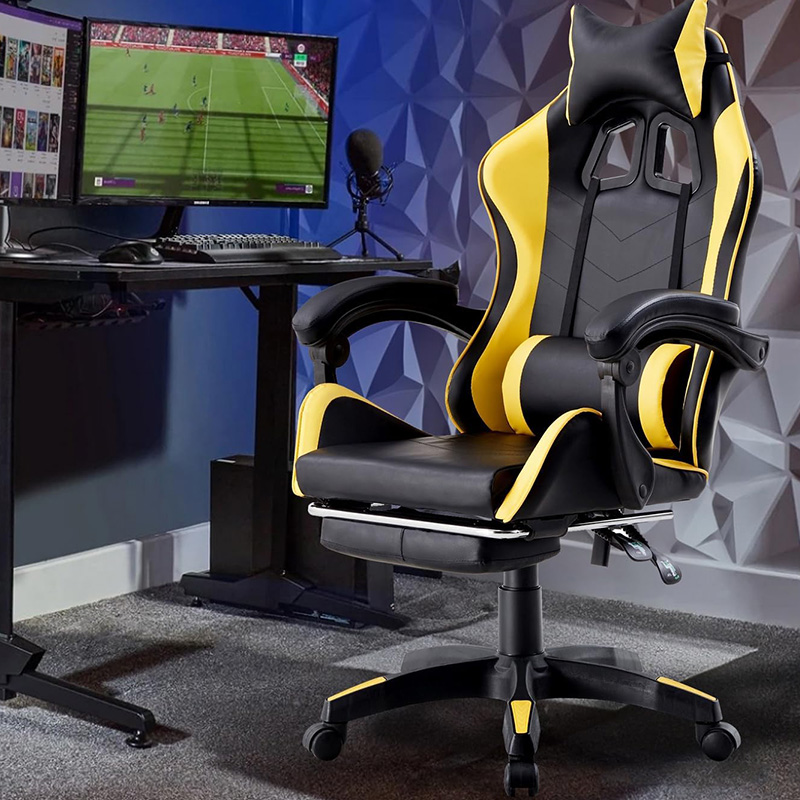 Sedia Gaming Poltrona Ufficio Ergonomica con Poggiapiedi Reclinabile 1 –  Vicco