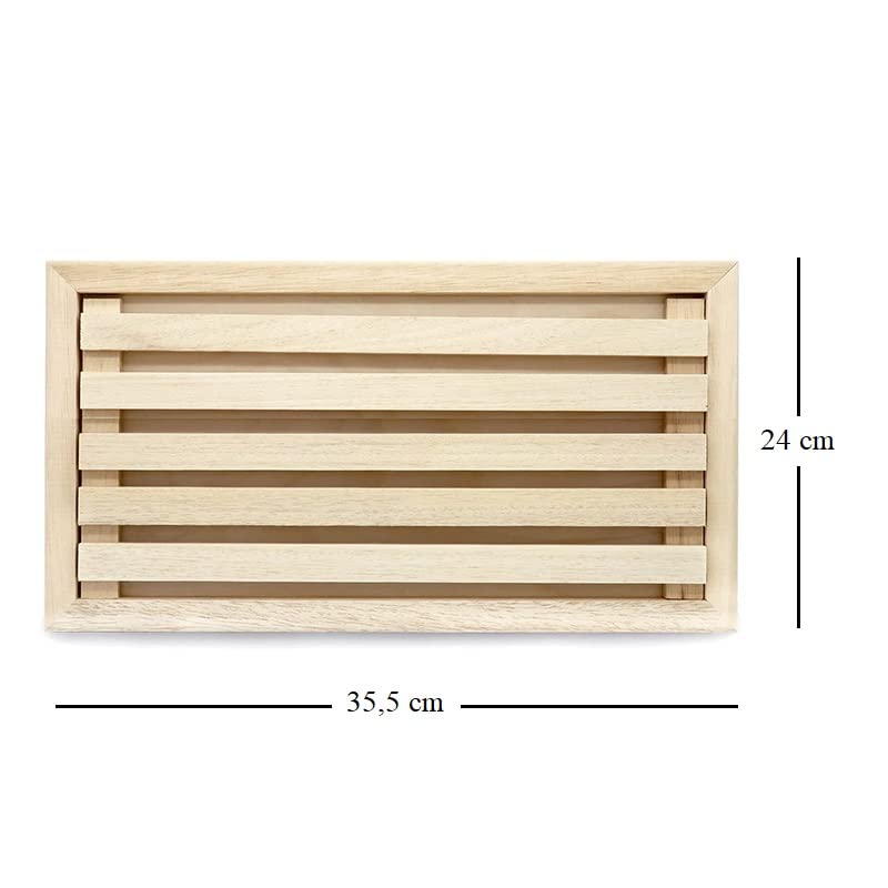 Tagliere pane rettangolare in legno albero della gomma, cm 42x27,5x2,7