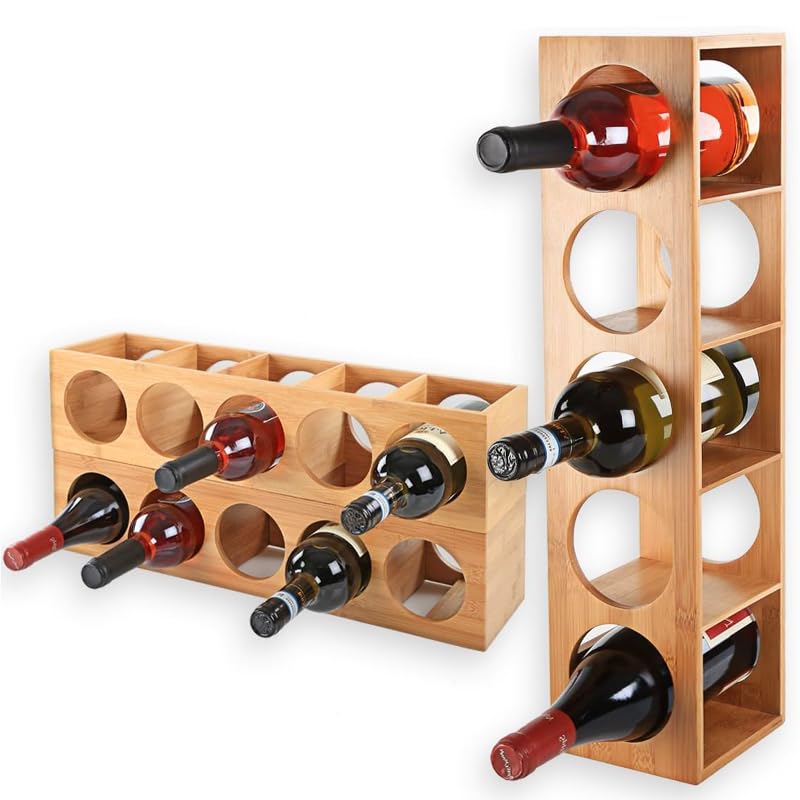 Cantinetta vino in legno, 33x24x39 cm, a 3 ripiani da 3 slot