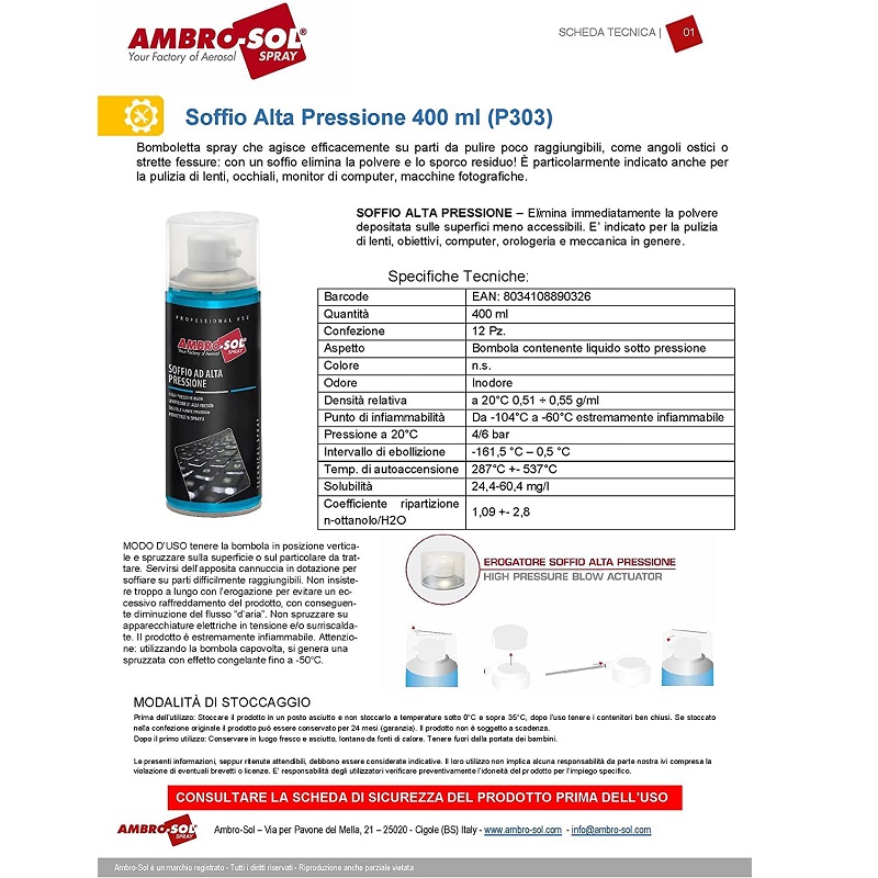 Spray aria compressa JET antipolvere