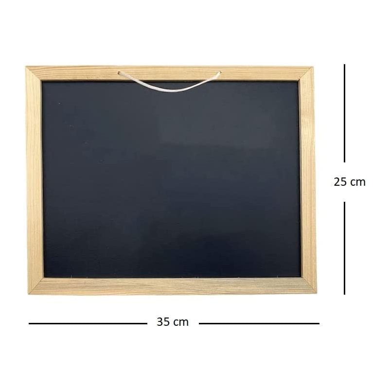 lavagna nera con cornice colorata 30x40 cm, completa di 2 gessi e cancellino