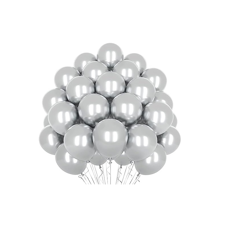 Set 50 Palloncini Argento metallizzato da 35 cm