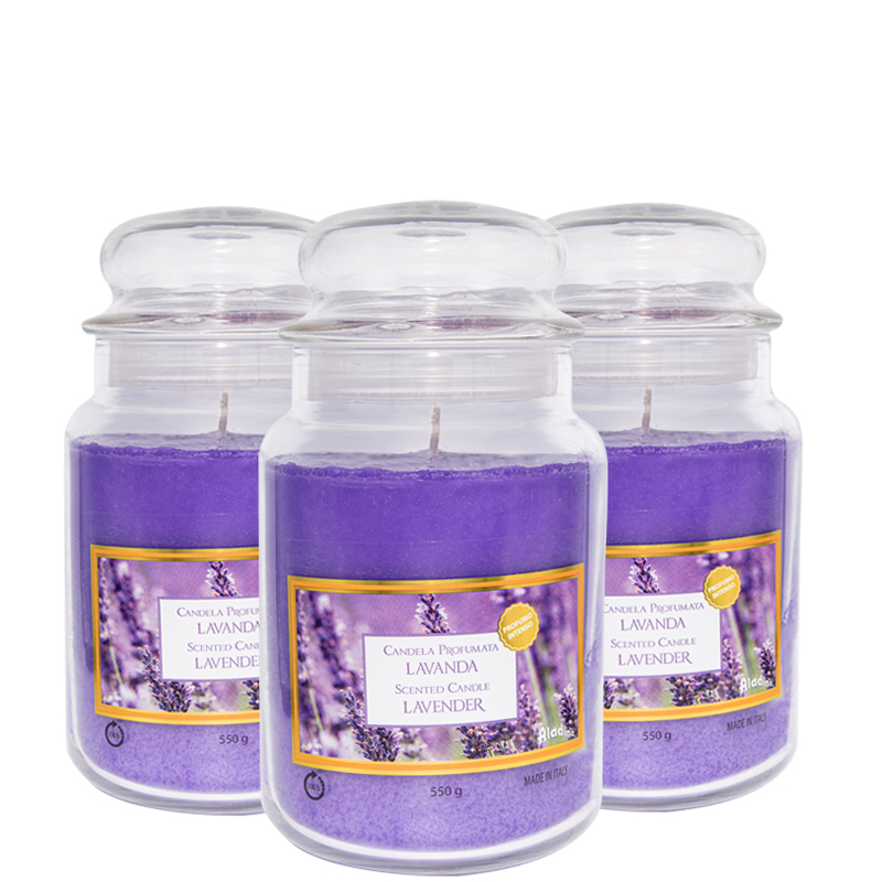 Set 3 candele profumate in giara da 510 gr Lavanda