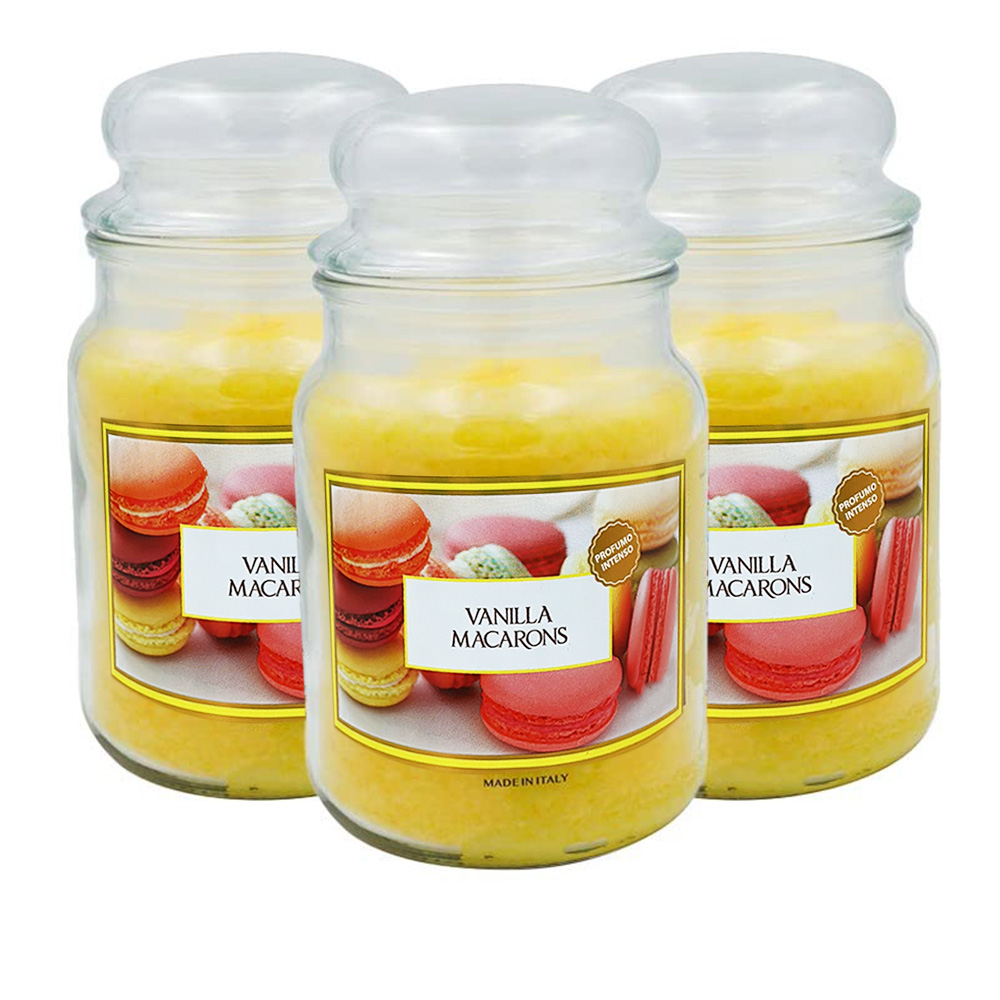 Set 3 candele profumate in giara da 510 gr Vaniglia Macarons