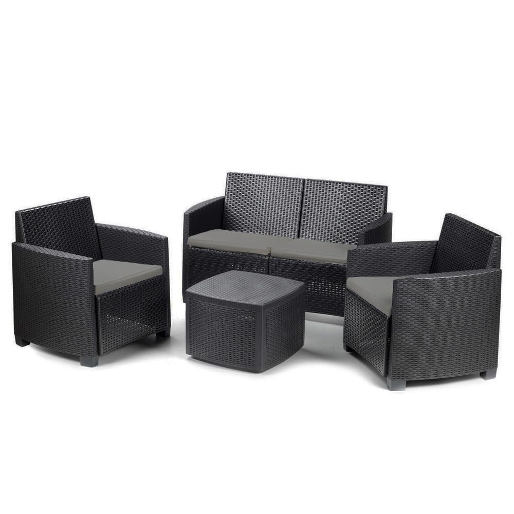 Set giardino in Rattan – 1 divanetto, 2 poltroncine e 1 tavolino