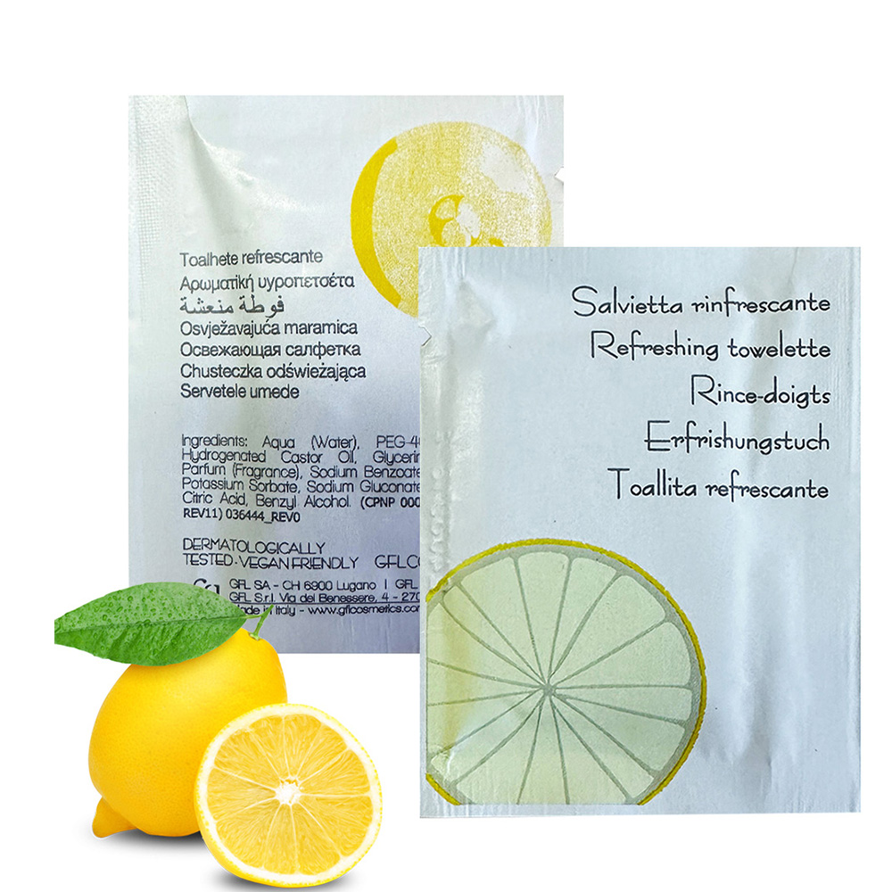 Salviette rinfrescanti monodose al limone