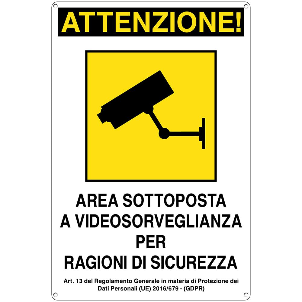 Cartello videosorvegliata 20×30 cm